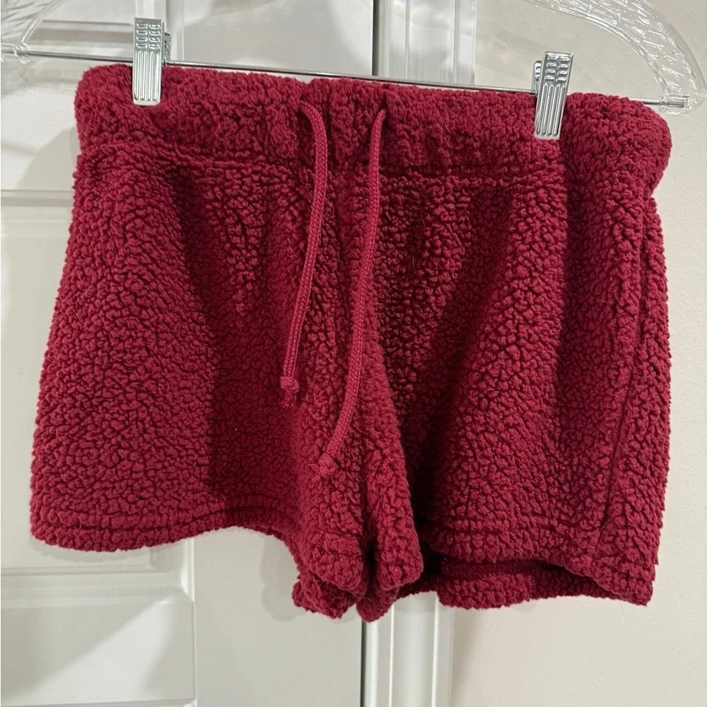 Burgundy Fleece Quarterzip Shorts Matching Set XS Loungewear Comfy Activewear - Picture 3 of 7